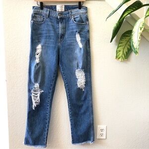 REVICE Distressed Ripped High Waisted Straight Leg Jeans size 32